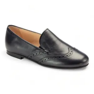 1631 - Navy Leather Boys Slip-On Dress Loafer
