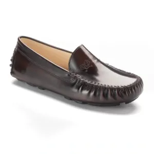 2549 - Brown Polished Leather Girls Loafer