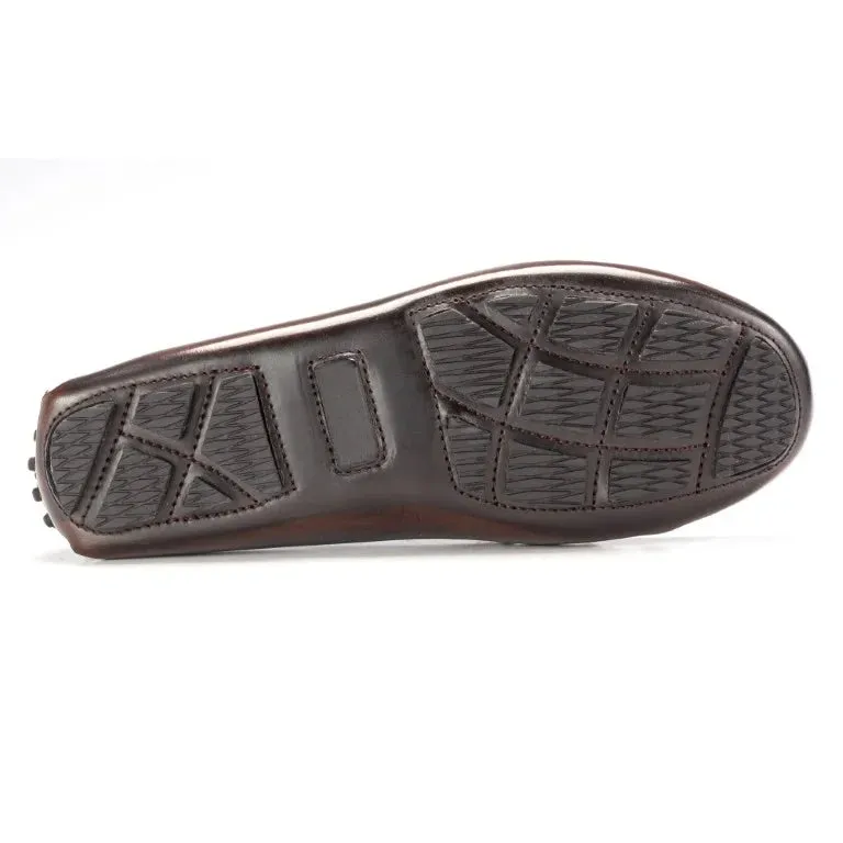 2549 - Brown Polished Leather Girls Loafer