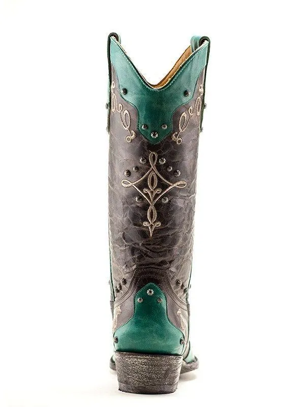 Alissa 13" Vesuvio Turquoise and Chocolate Boots