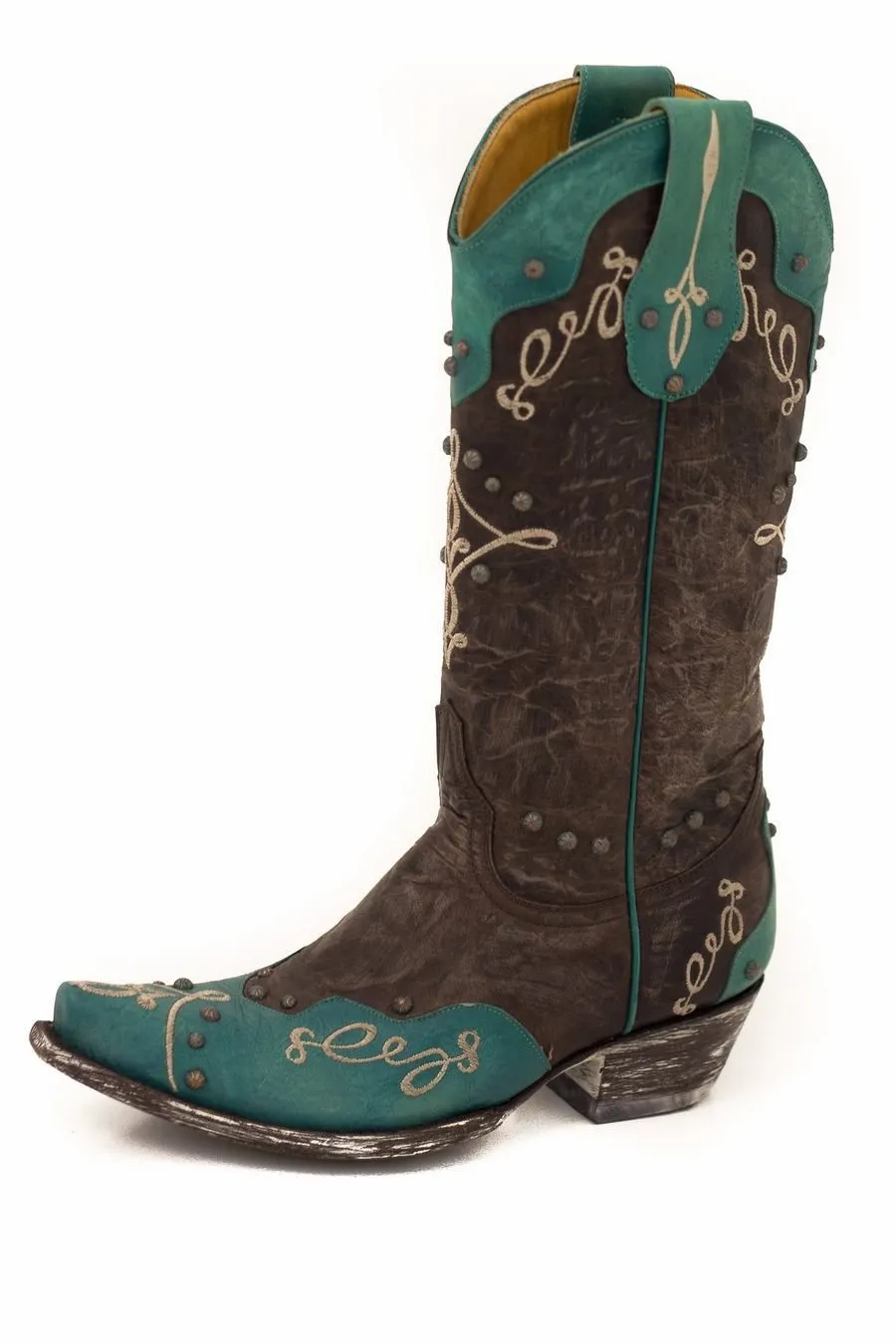 Alissa 13" Vesuvio Turquoise and Chocolate Boots