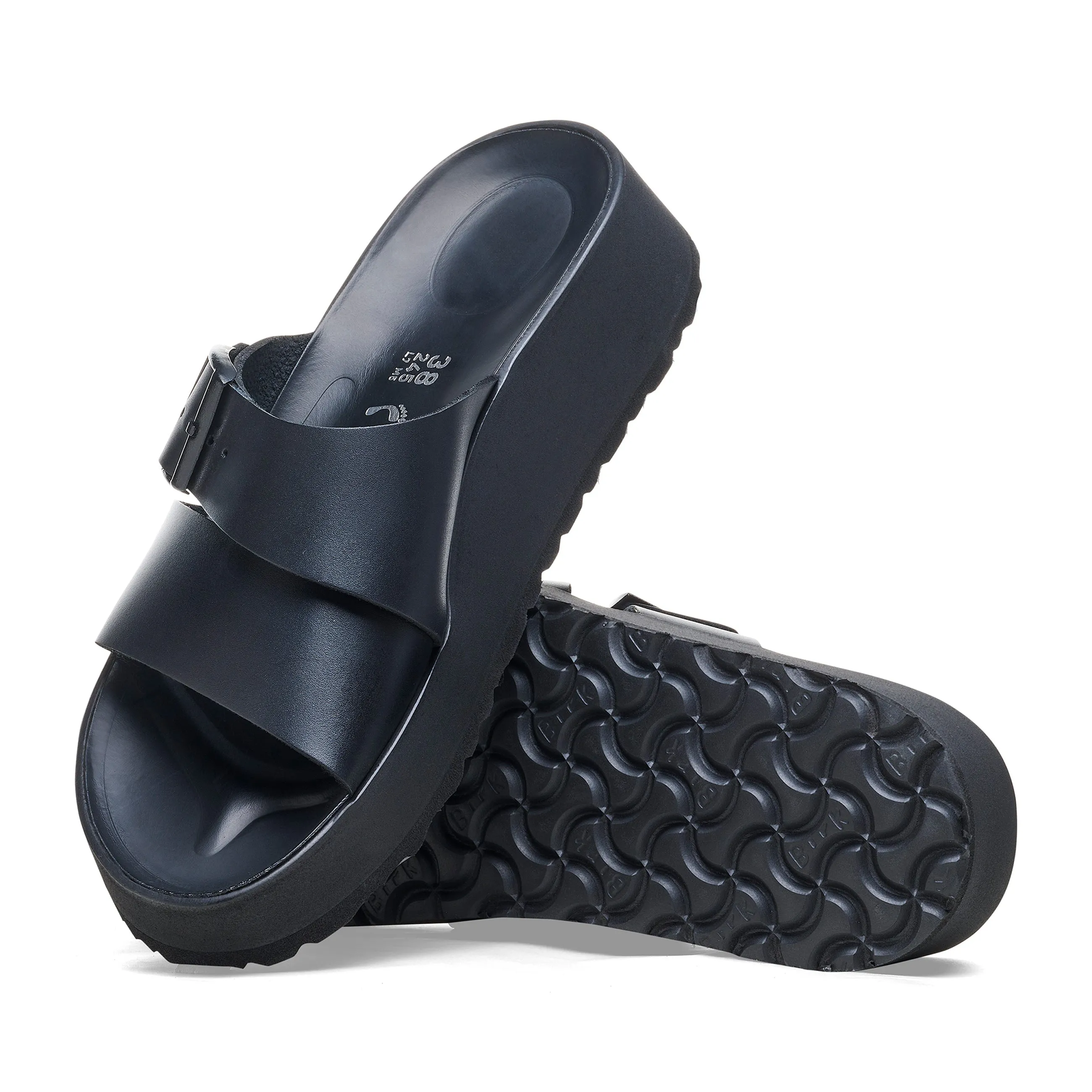 Almina Exquisite Platform Wedge Black Smooth Leather