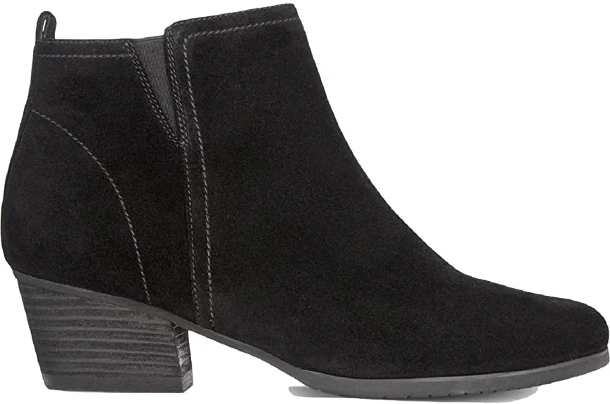 AQUA COLLEGE Womens Black Flex Gore Accent Comfort Waterproof Cushioned Isla Round Toe Block Heel Zip-Up Booties 6 M