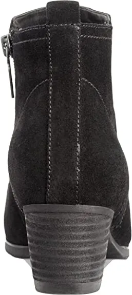 AQUA COLLEGE Womens Black Flex Gore Accent Comfort Waterproof Cushioned Isla Round Toe Block Heel Zip-Up Booties 6 M