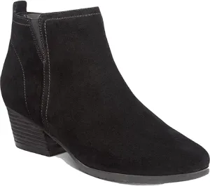 AQUA COLLEGE Womens Black Flex Gore Accent Comfort Waterproof Cushioned Isla Round Toe Block Heel Zip-Up Booties 6 M