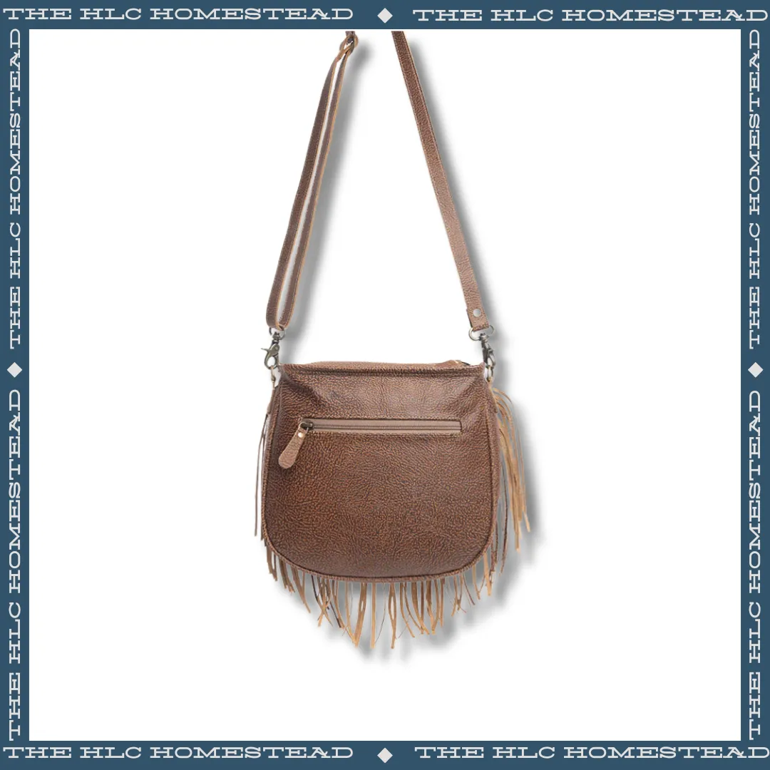 Artisanal Boho Chic Leather Fringe Crossbody Bag