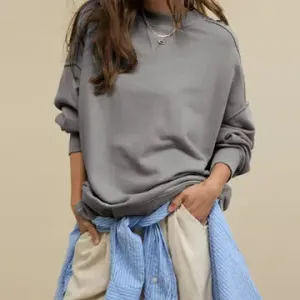 Balloon Sleeves Slit Sweatshirt