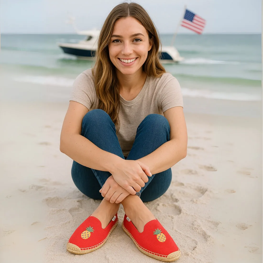 Bayside Beach Club Espadrille Pineapple Red