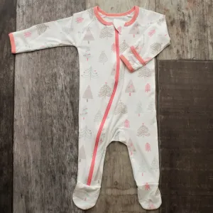Bestaroo Pink Holiday Trees Footie with Zipper