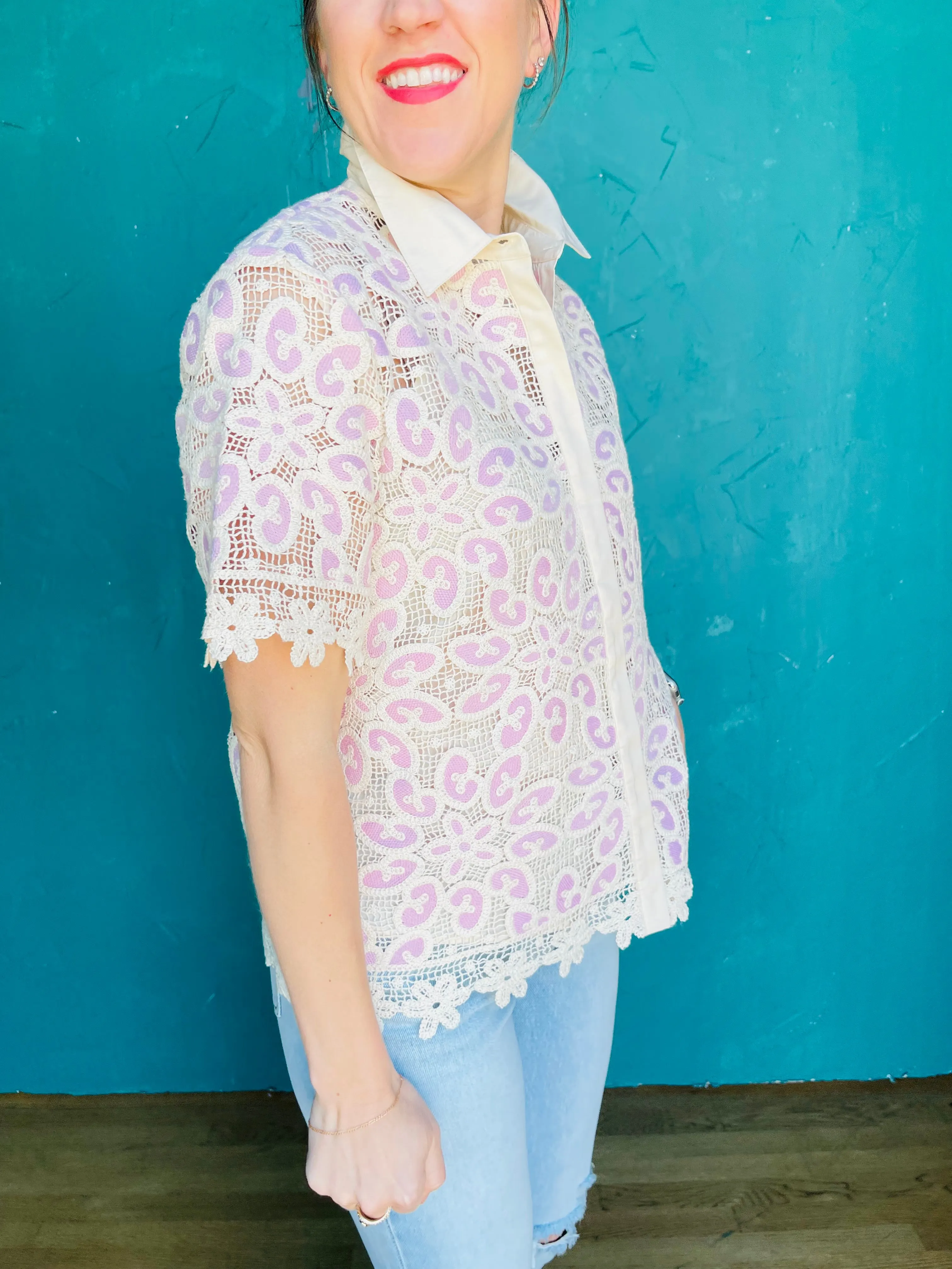 Billie Lace Button Down Shirt