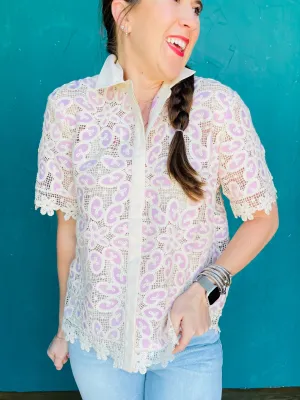 Billie Lace Button Down Shirt