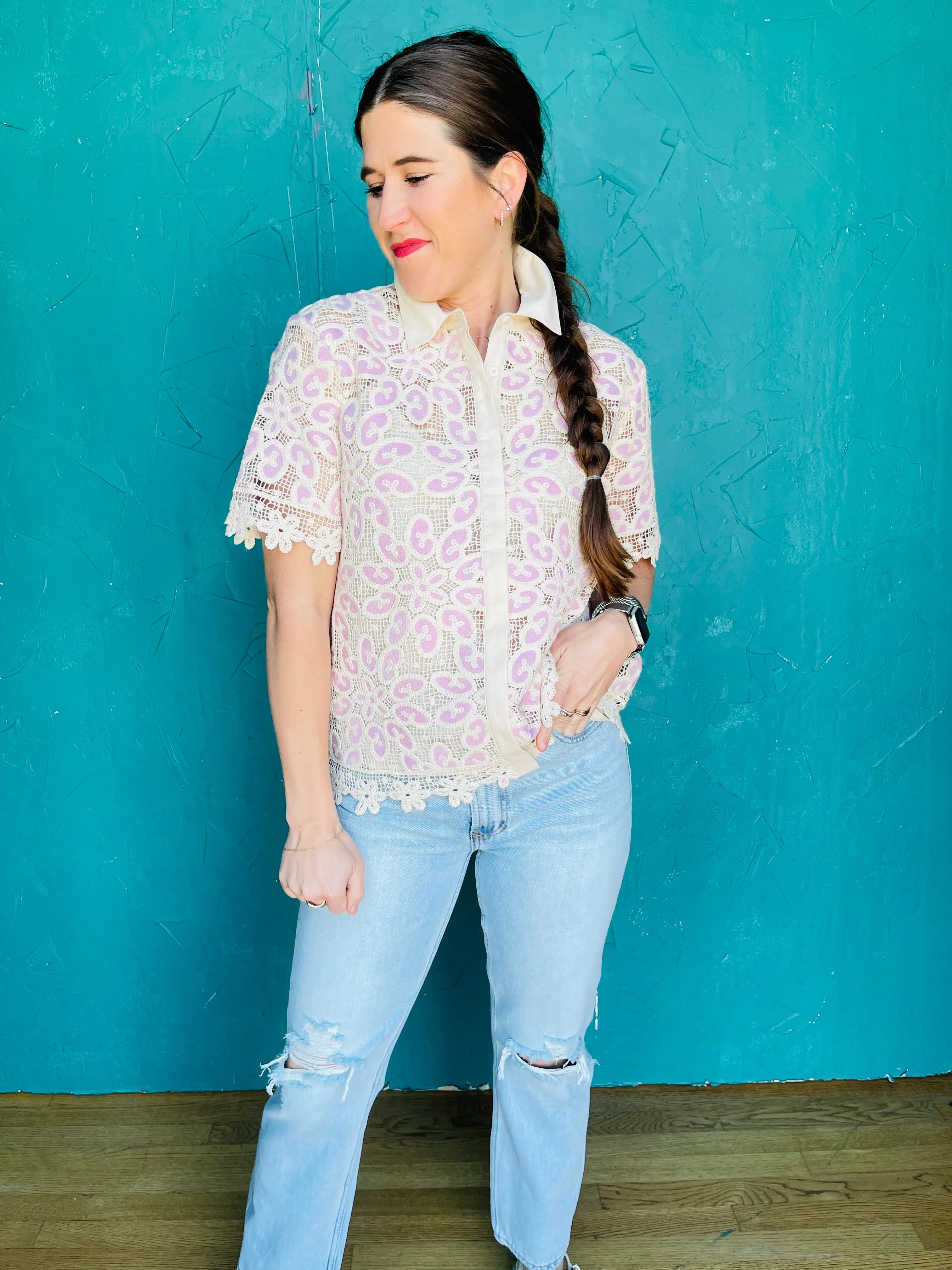 Billie Lace Button Down Shirt