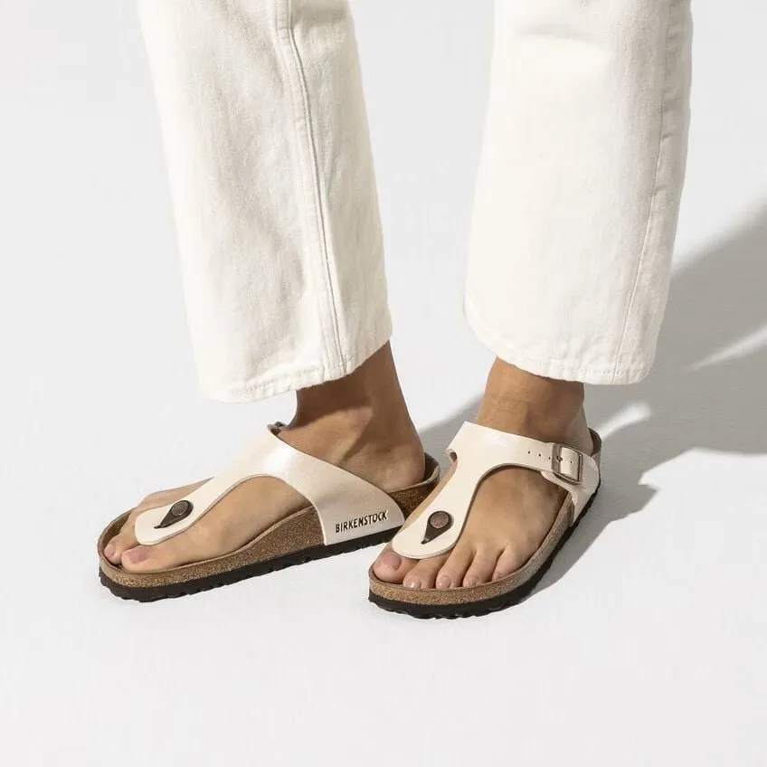 Birkenstock Gizeh Sandals - Graceful Pearl White Birko-Flor | Comfortable Cork Footbed