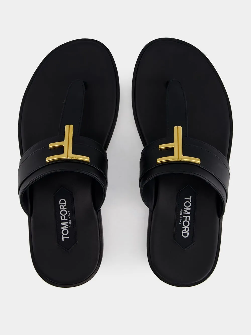 Black Smooth Leather Sandals