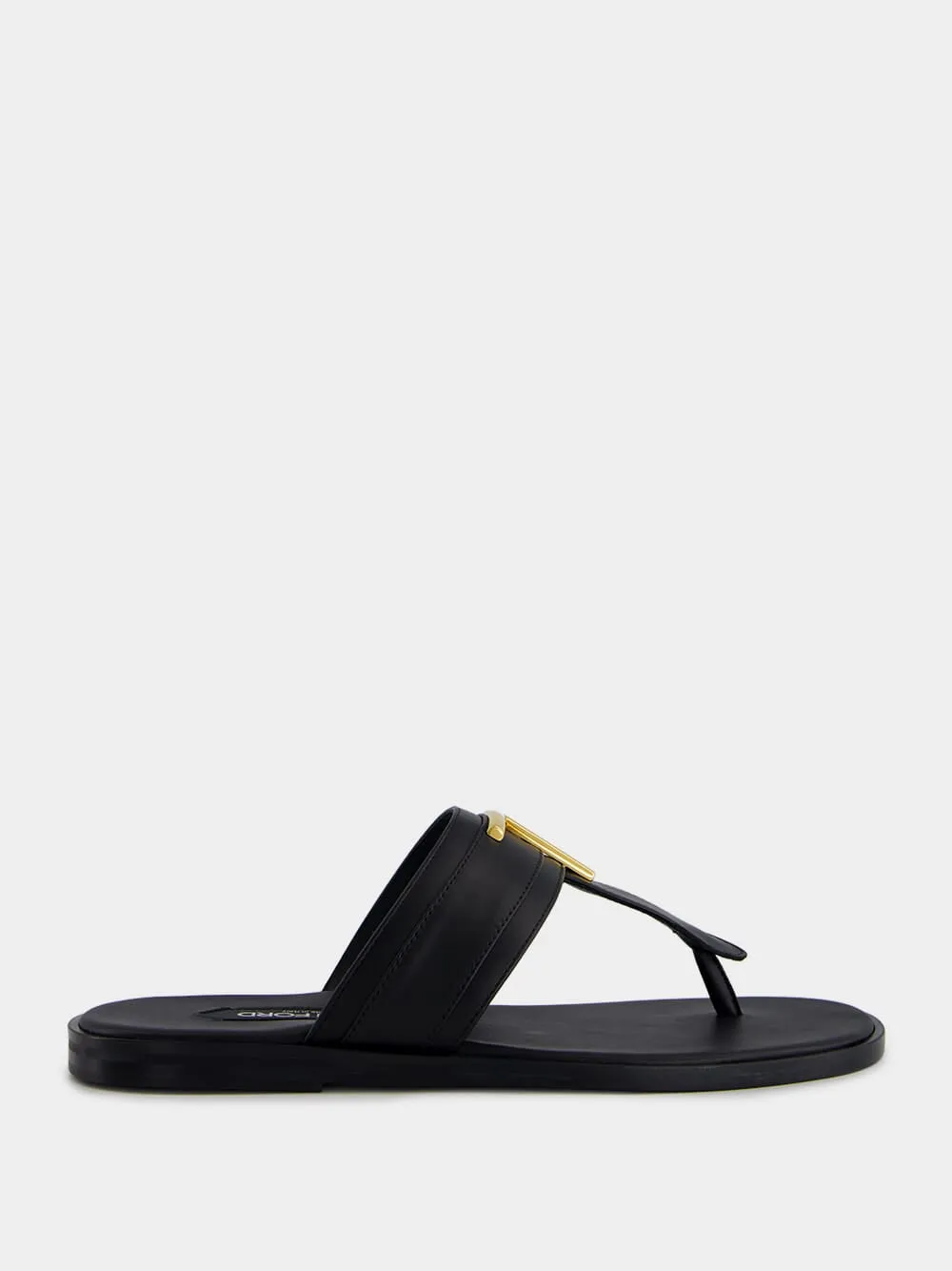 Black Smooth Leather Sandals