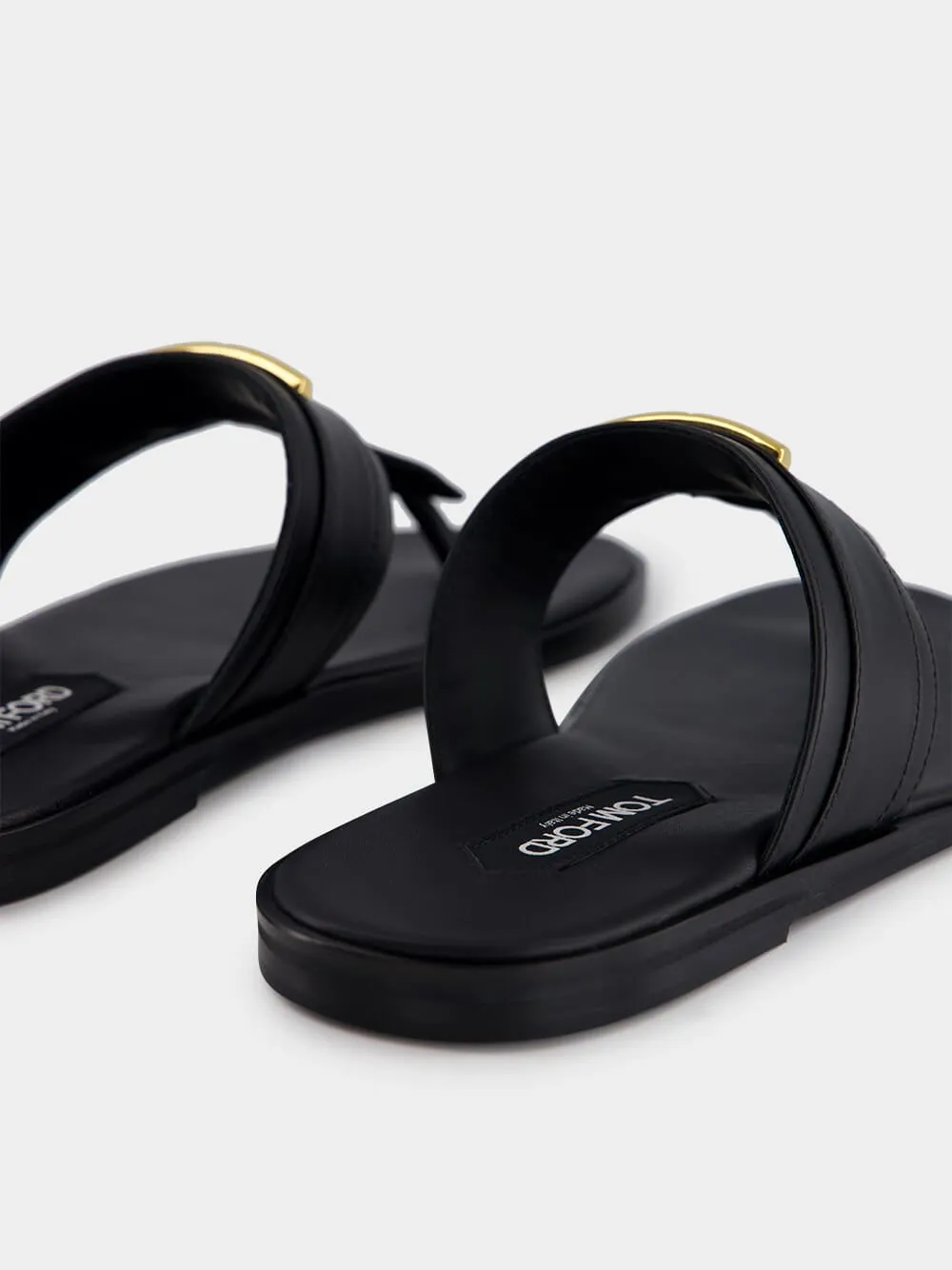 Black Smooth Leather Sandals