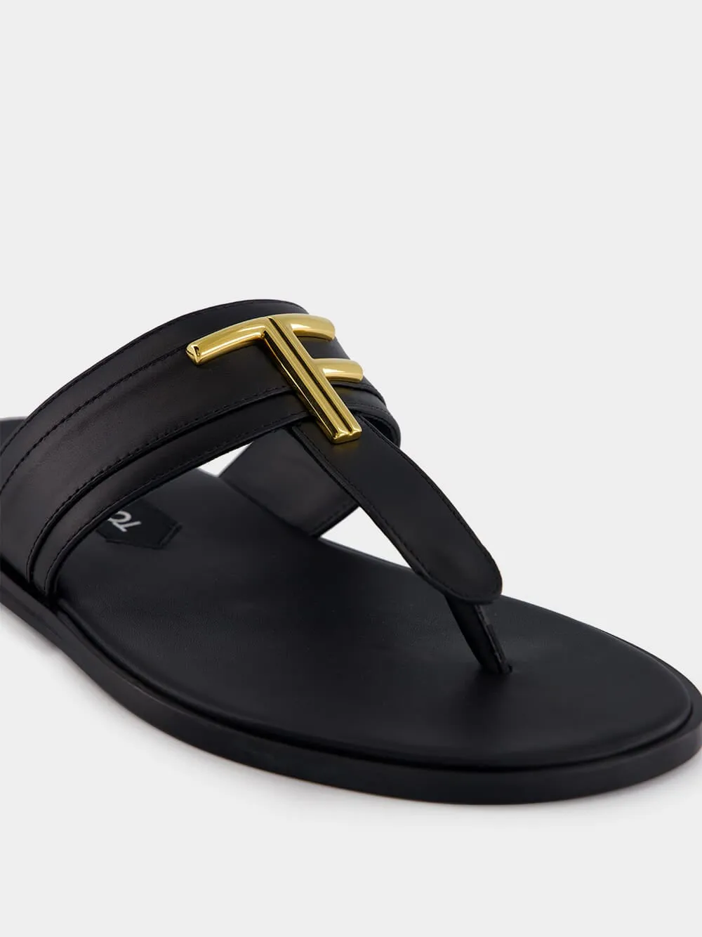 Black Smooth Leather Sandals