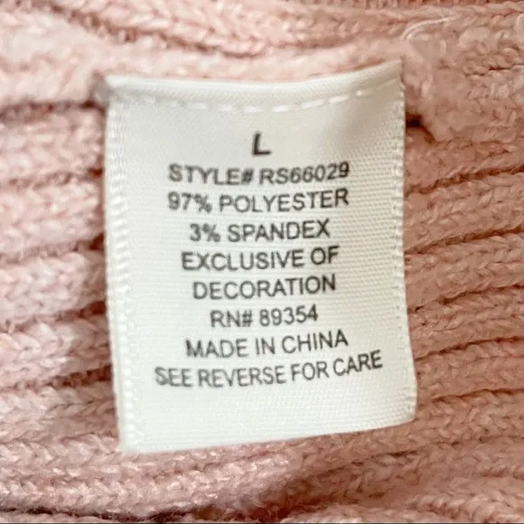 Blush Pink Ribbed Faux Fur Sleeve Sweater Sz Large