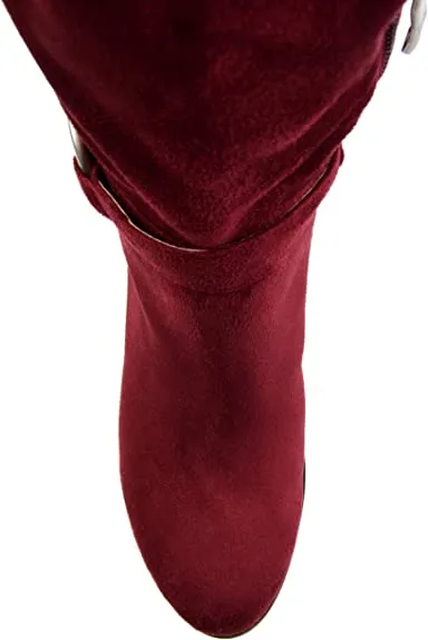 Brinley Co Comfort Womens Classic Riding Boot Wine, 8 Regular US