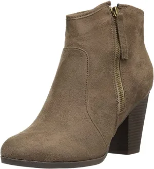 Brinley Co. Womens Faux Suede High Heel Ankle Boots Taupe, 7.5 Wide Width US