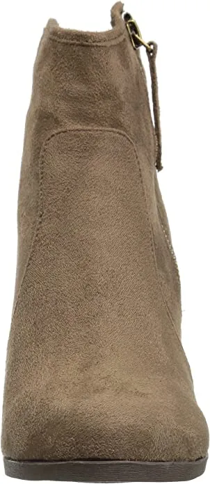 Brinley Co. Womens Faux Suede High Heel Ankle Boots Taupe, 7.5 Wide Width US