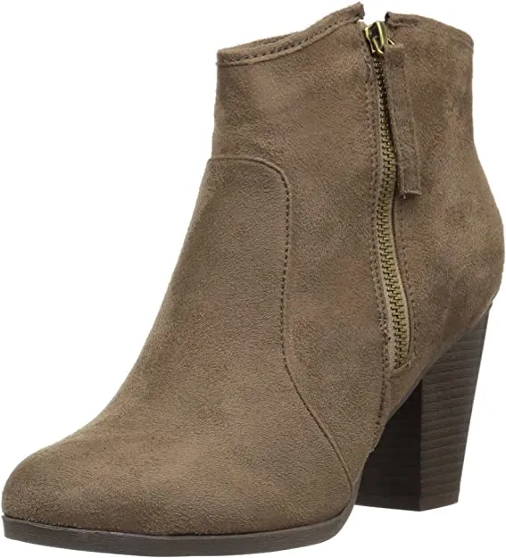 Brinley Co. Womens Faux Suede High Heel Ankle Boots Taupe, 7.5 Wide Width US