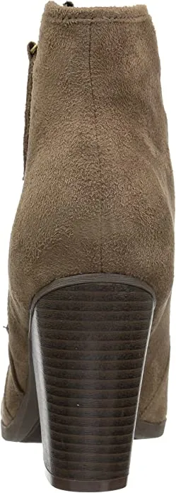 Brinley Co. Womens Faux Suede High Heel Ankle Boots Taupe, 7.5 Wide Width US