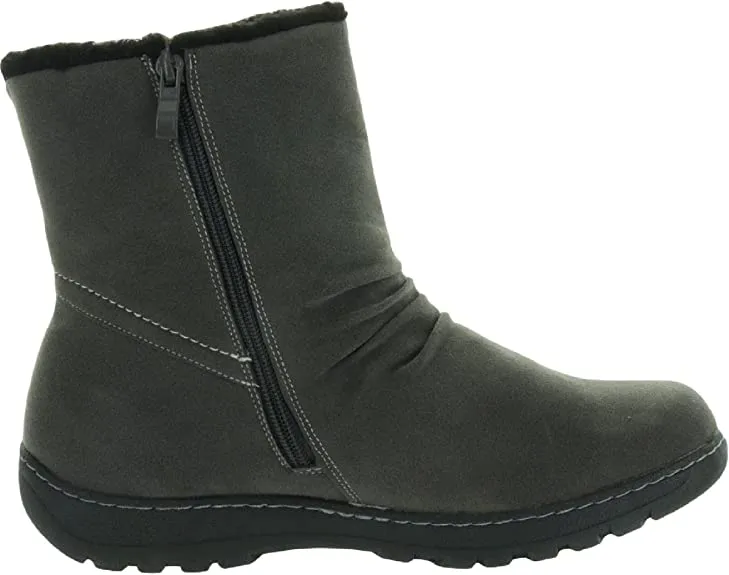 Brinley Co. Womens Slouch Tread Sole Winter Boot Grey, 7.5 Regular US