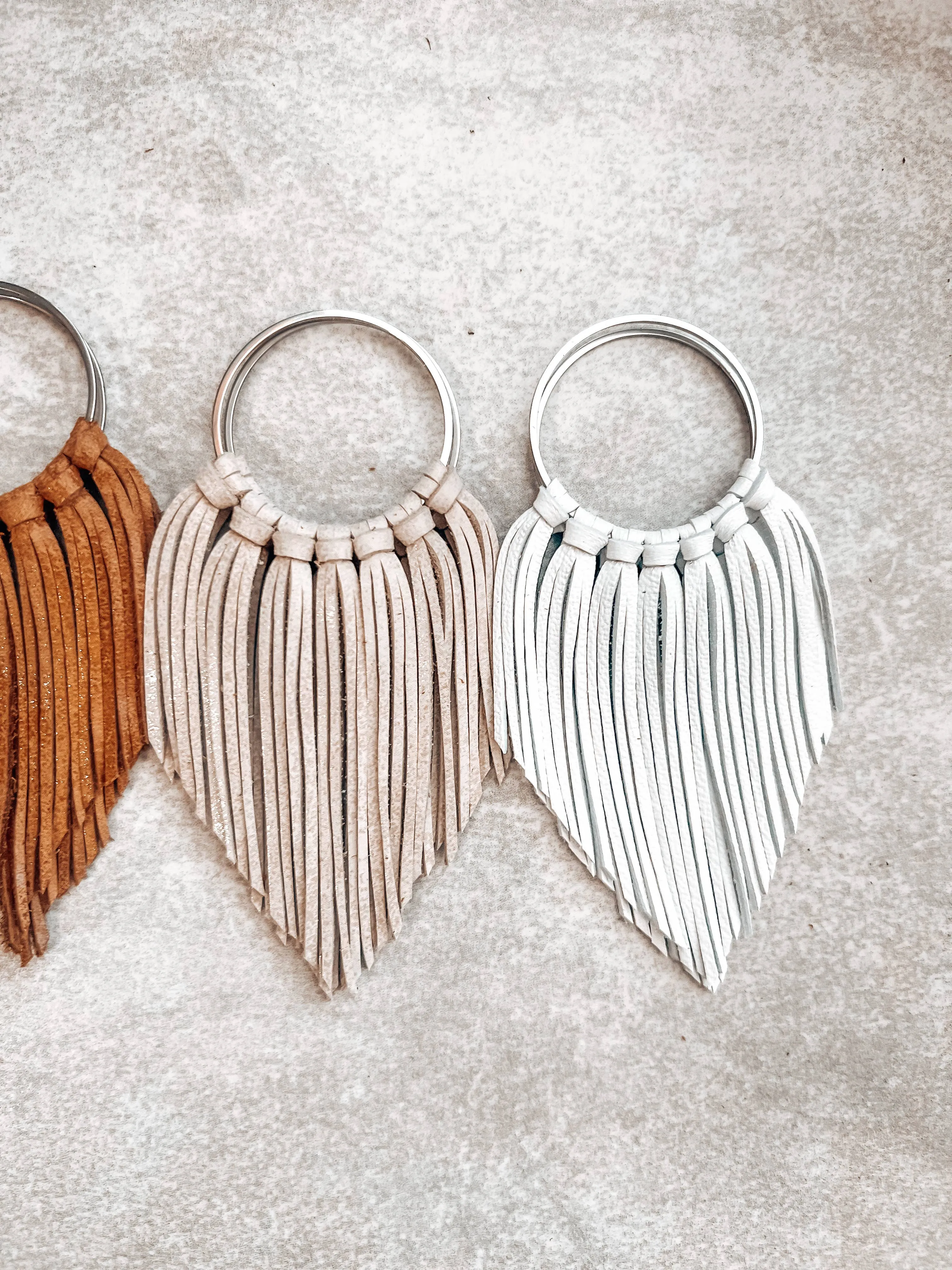 Brown Fringed in Faith Cascade Fringe Hoops Earrings