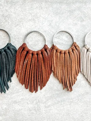 Brown Fringed in Faith Cascade Fringe Hoops Earrings
