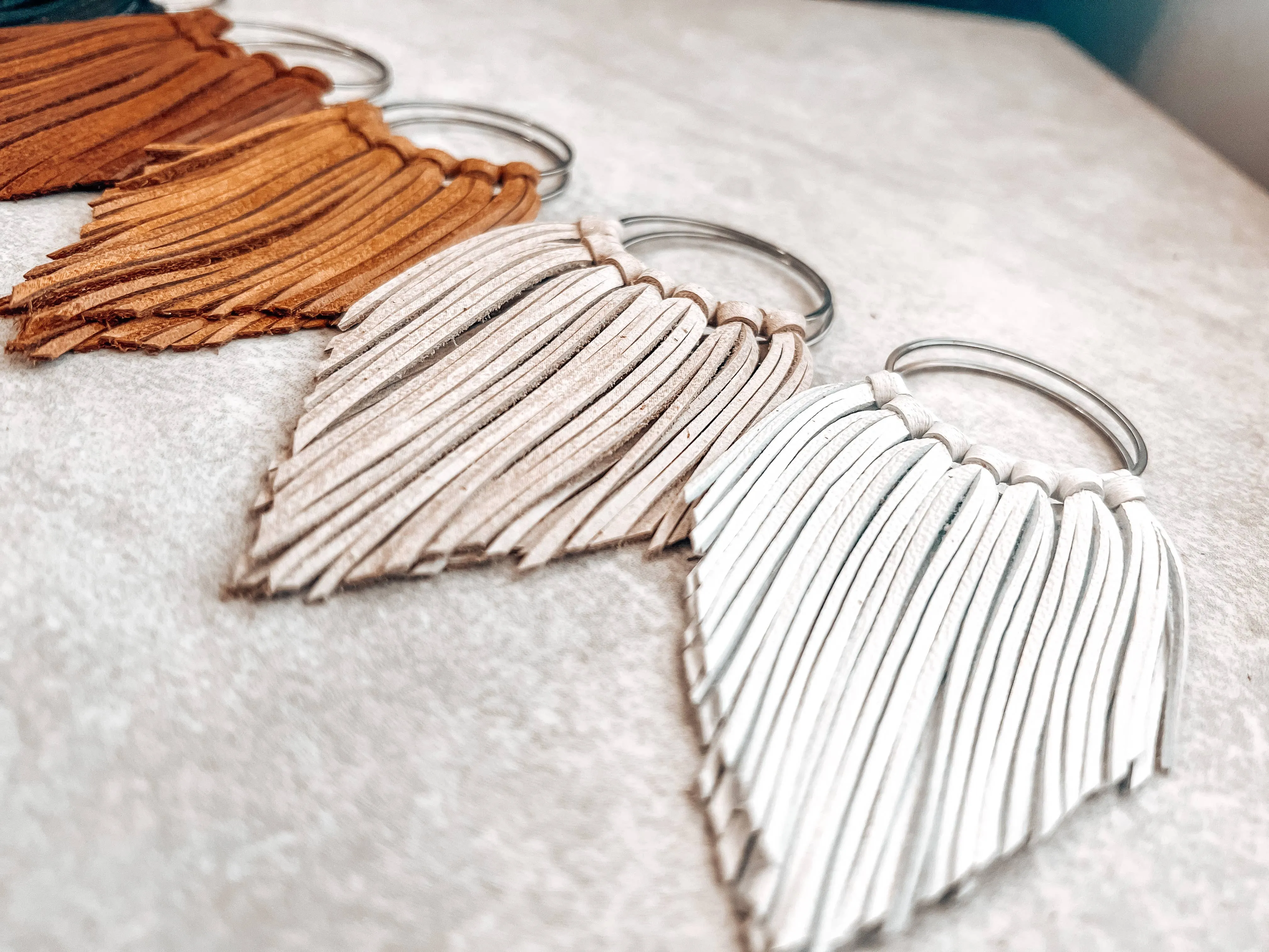 Brown Fringed in Faith Cascade Fringe Hoops Earrings