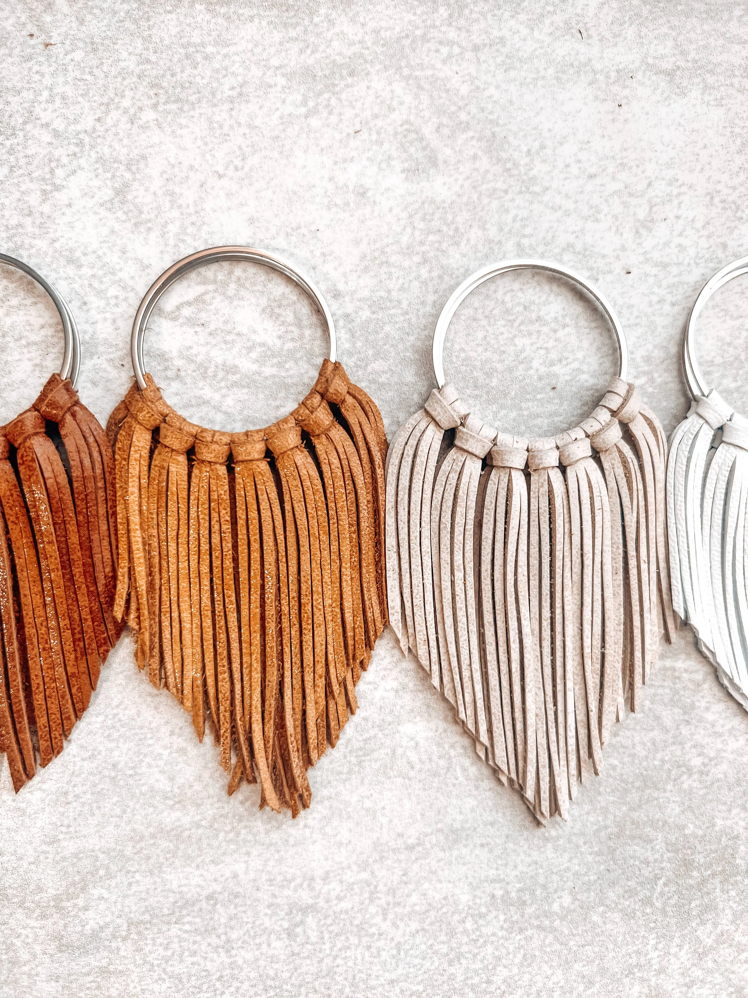 Brown Fringed in Faith Cascade Fringe Hoops Earrings