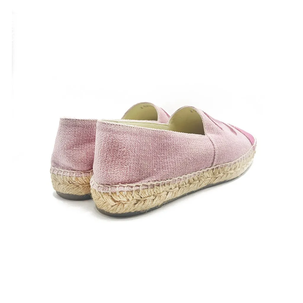 CHANEL CC Logo Canvas Pink Sequin Espadrilles Shoes 38