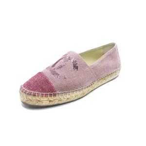 CHANEL CC Logo Canvas Pink Sequin Espadrilles Shoes 38