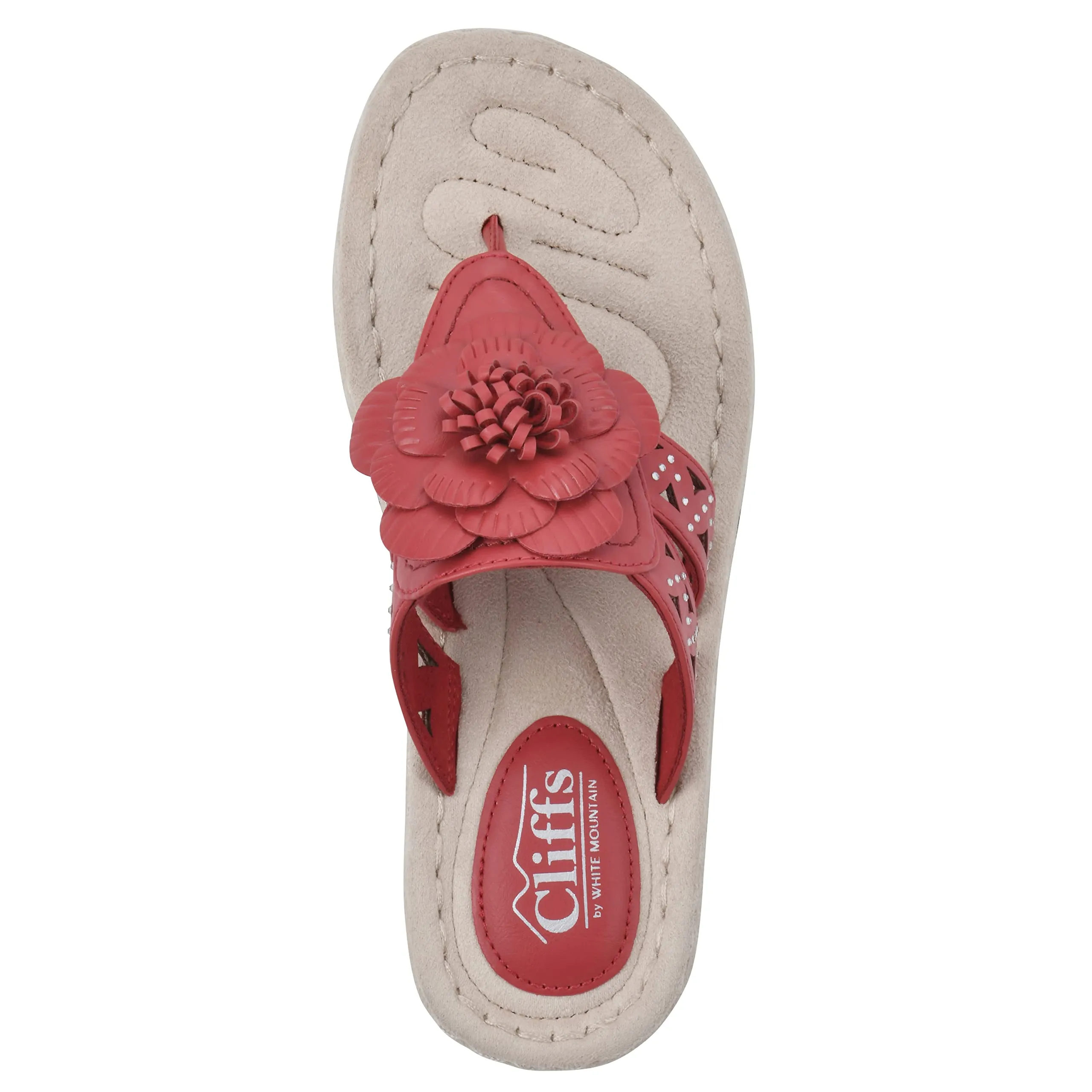 CLIFFS BY WHITE MOUNTAIN Cynthia Women's Thong Sandal, Berry Red/Smooth, 7 M