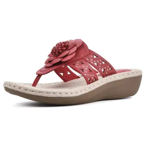 CLIFFS BY WHITE MOUNTAIN Cynthia Women's Thong Sandal, Berry Red/Smooth, 7 M