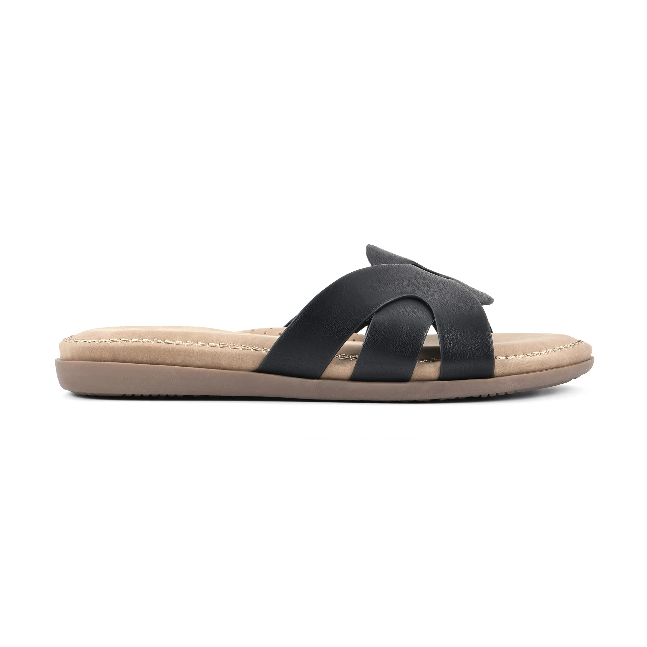 CLIFFS BY WHITE MOUNTAIN Fortunate Women's Slide Sandal, Black/Burnished/Smooth, 8 M