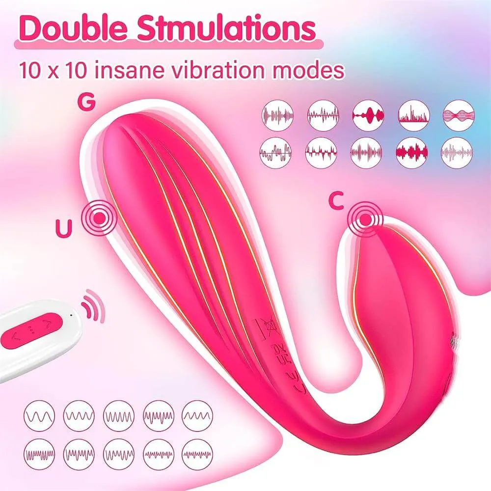 Connection C-Shape Remote Control Dual-Ended Vibrator for Clitoris & G-spot #Free Gift