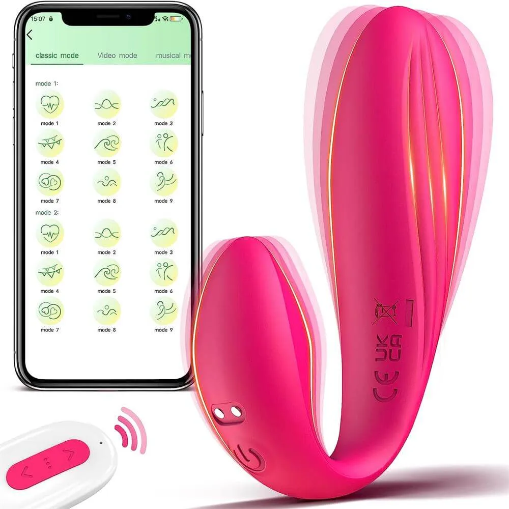Connection C-Shape Remote Control Dual-Ended Vibrator for Clitoris & G-spot #Free Gift