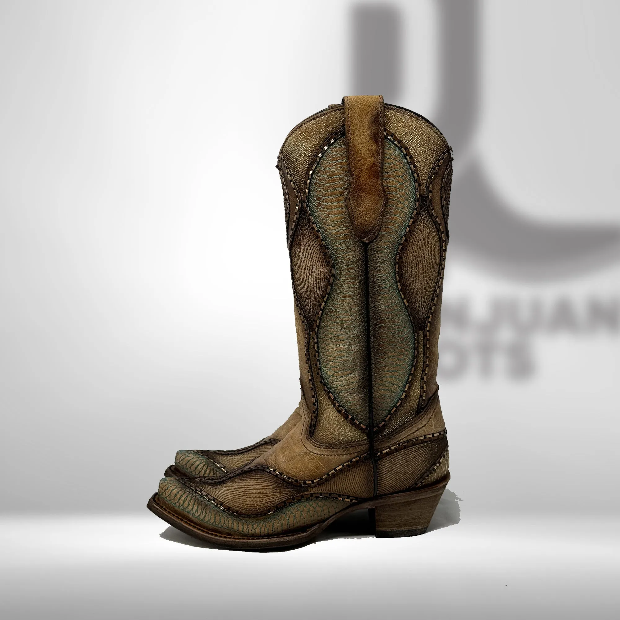 Corral Woman's Saddle Wavy Embroidery Boots