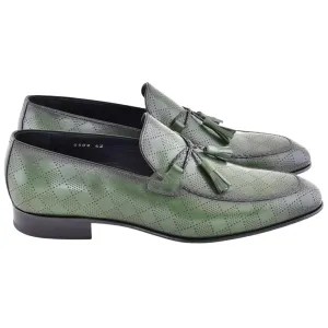 Corrente Men’s Green Tassel Almond Toe Loafer