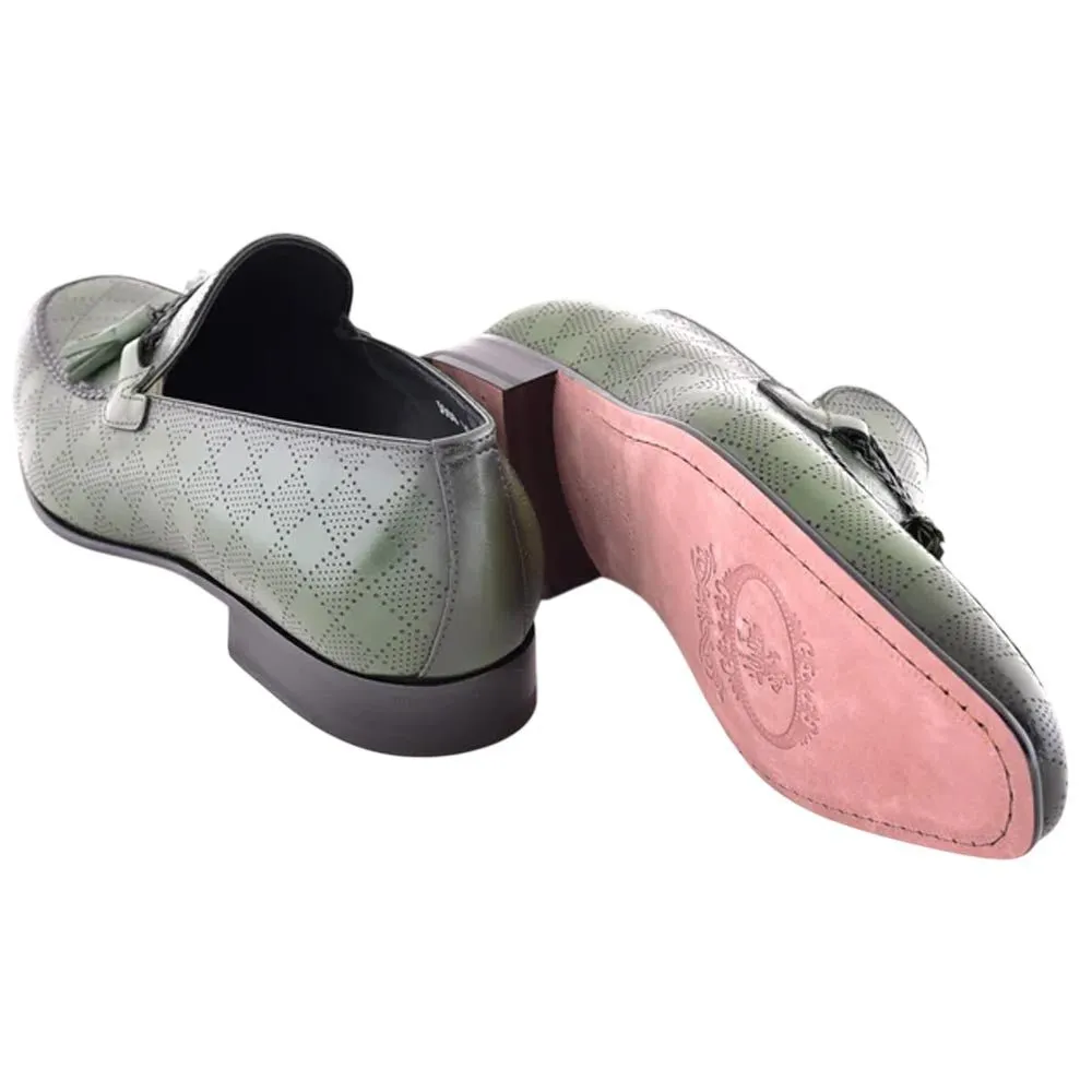 Corrente Men’s Green Tassel Almond Toe Loafer