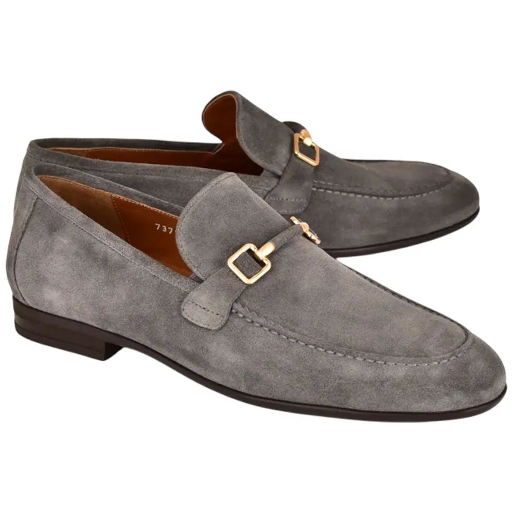 Corrente Men’s Grey Soft Suede Leather Buckle Round Toe Loafer