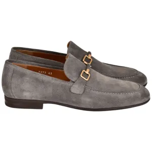 Corrente Men’s Grey Soft Suede Leather Buckle Round Toe Loafer