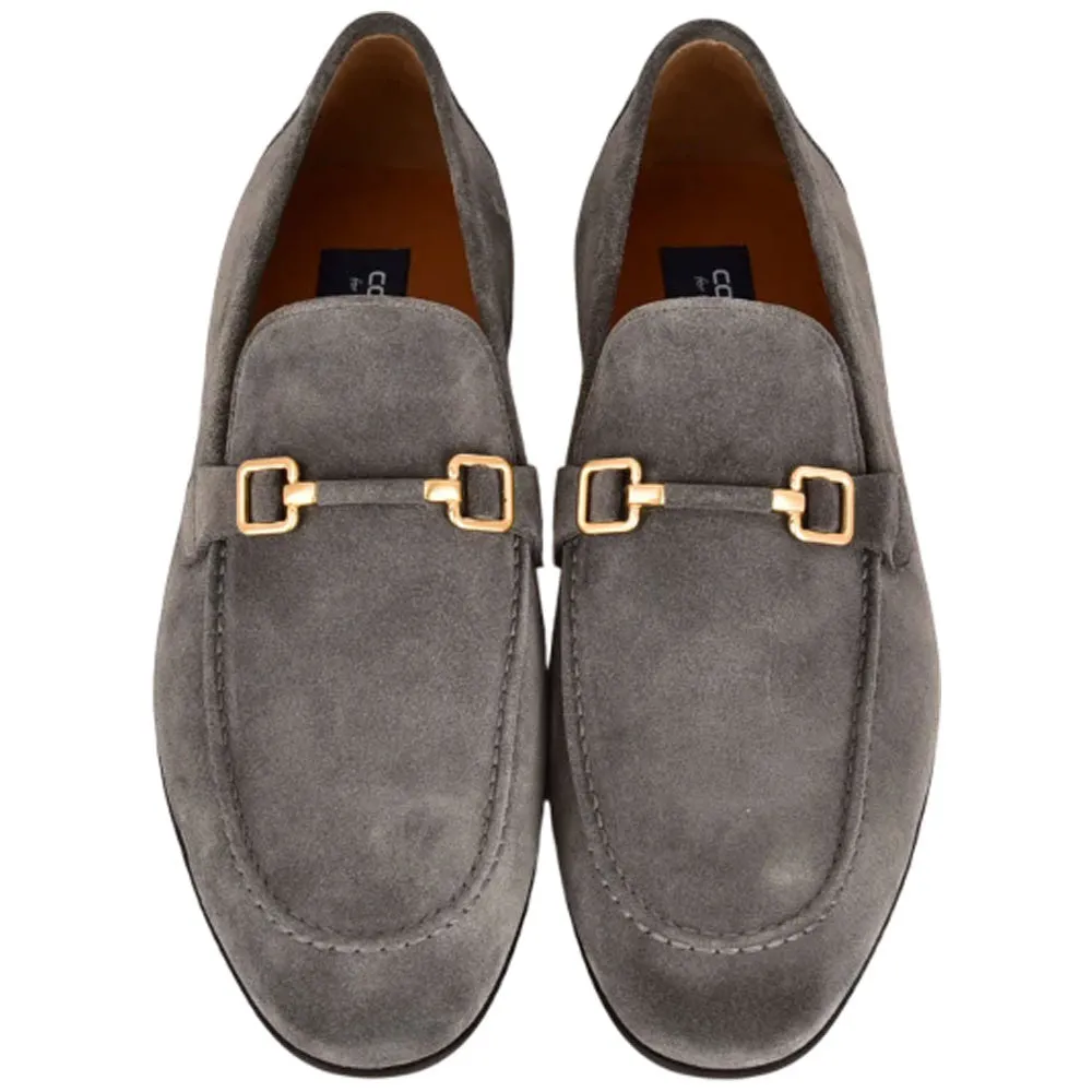 Corrente Men’s Grey Soft Suede Leather Buckle Round Toe Loafer