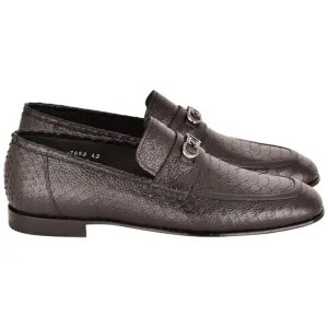 Corrente Men’s Low Cut Black Python Leather Round Toe Loafer