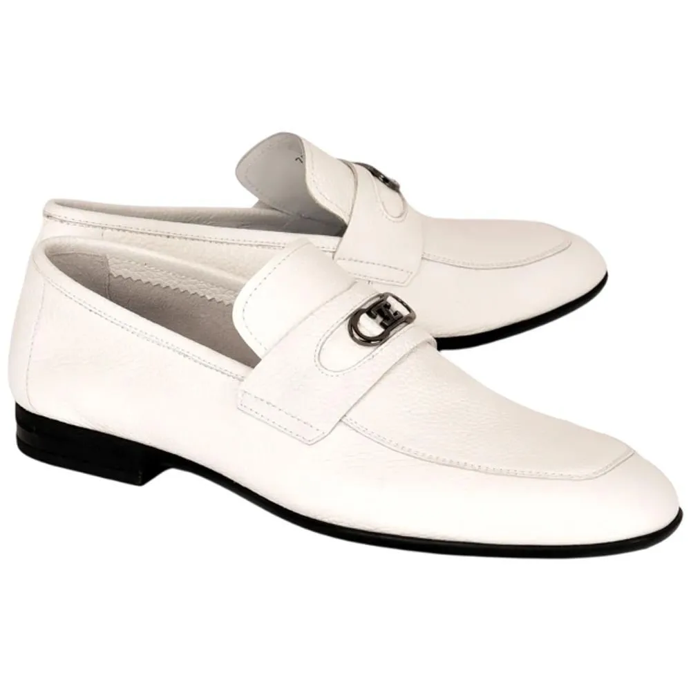 Corrente Men’s White Buttersoft Calfskin Round Toe Soft Loafer