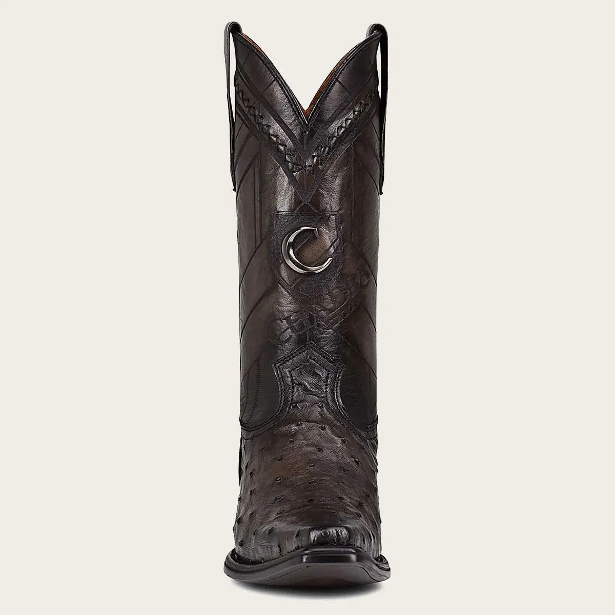 Cuadra Engraved Ostrich Leather Narrow Square Western boot