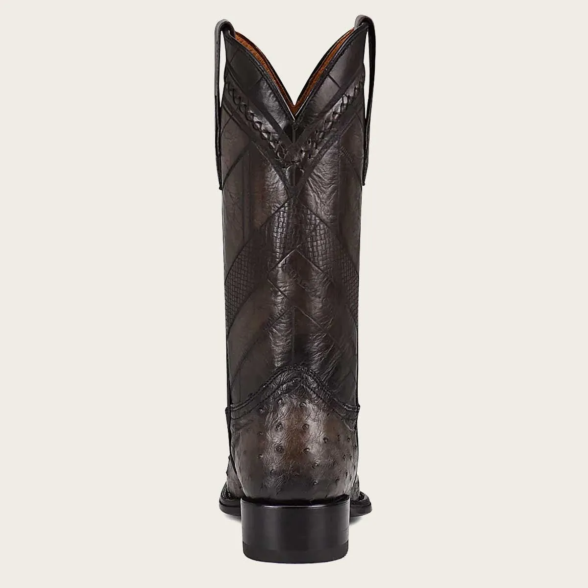 Cuadra Engraved Ostrich Leather Narrow Square Western boot