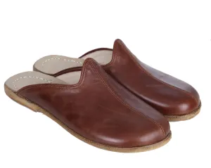 Dark Brown Sandal Wide Barefoot Smooth Leather Handmade